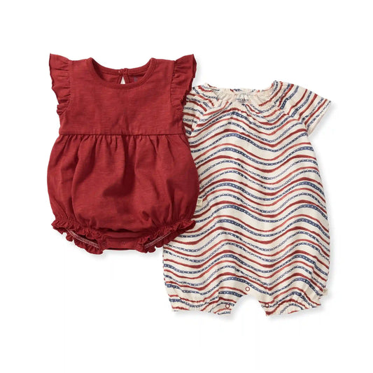 Festive Pattern Baby Girl Bubble Romper 2-Pack Set
