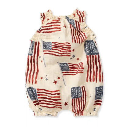 American Flag Baby Girl Bubble Romper