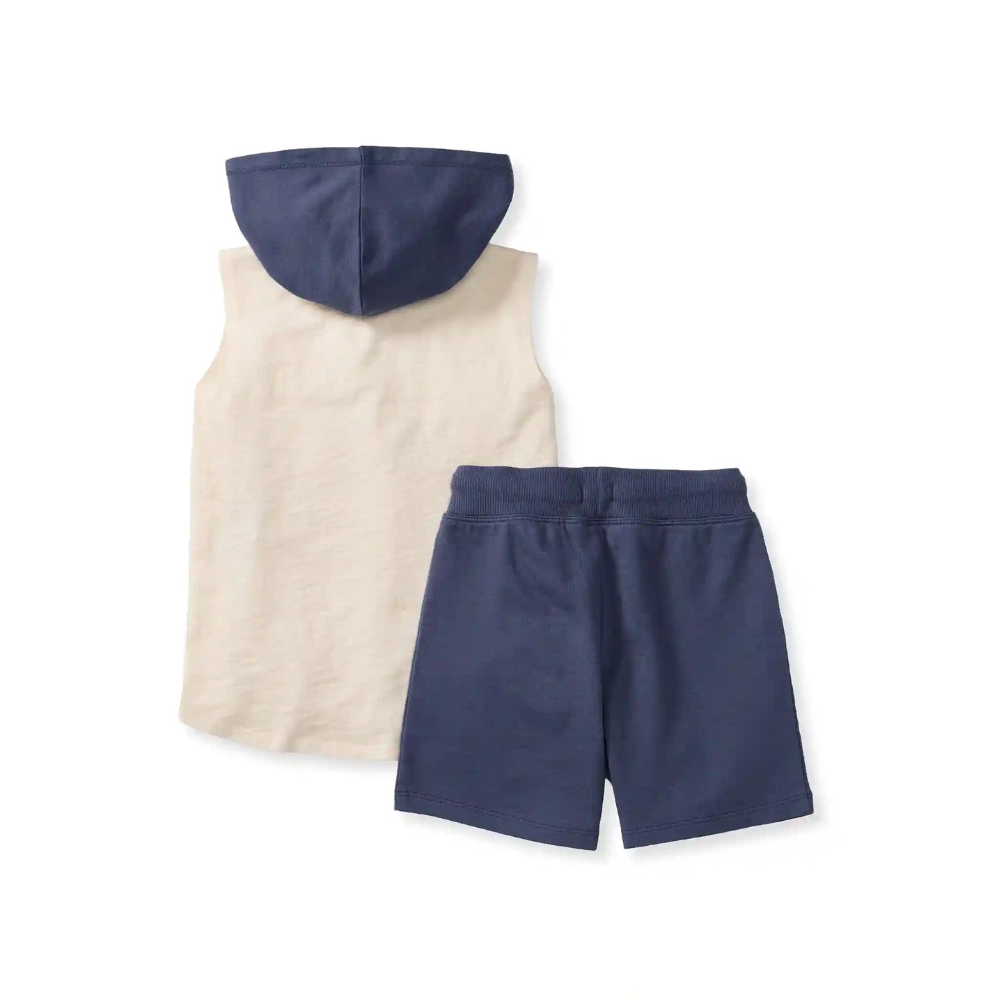 Organic Boy Slub Hooded Sleeveless Shirt & Shorts Set