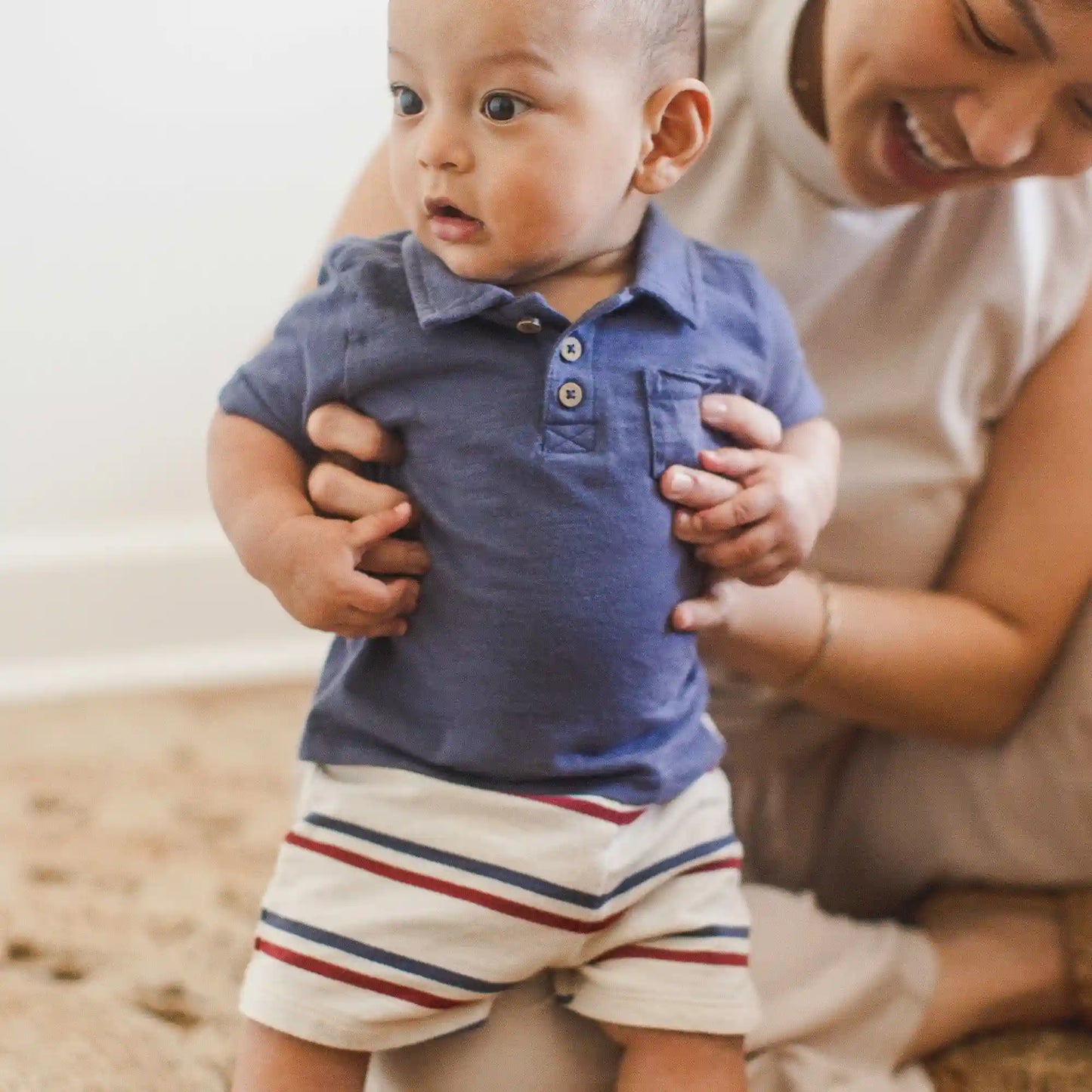 USA Stripe Polo Shirt & Shorts Set