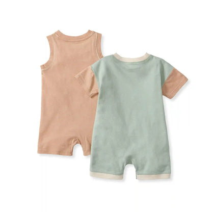 Basic Stripe Baby Boy Romper Set 2-Pack - Sweet Maple