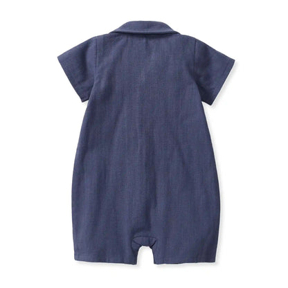 Check Gauze Baby Boy Romper