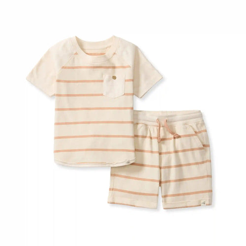 Basic Stripe Boy Tee & Shorts Set