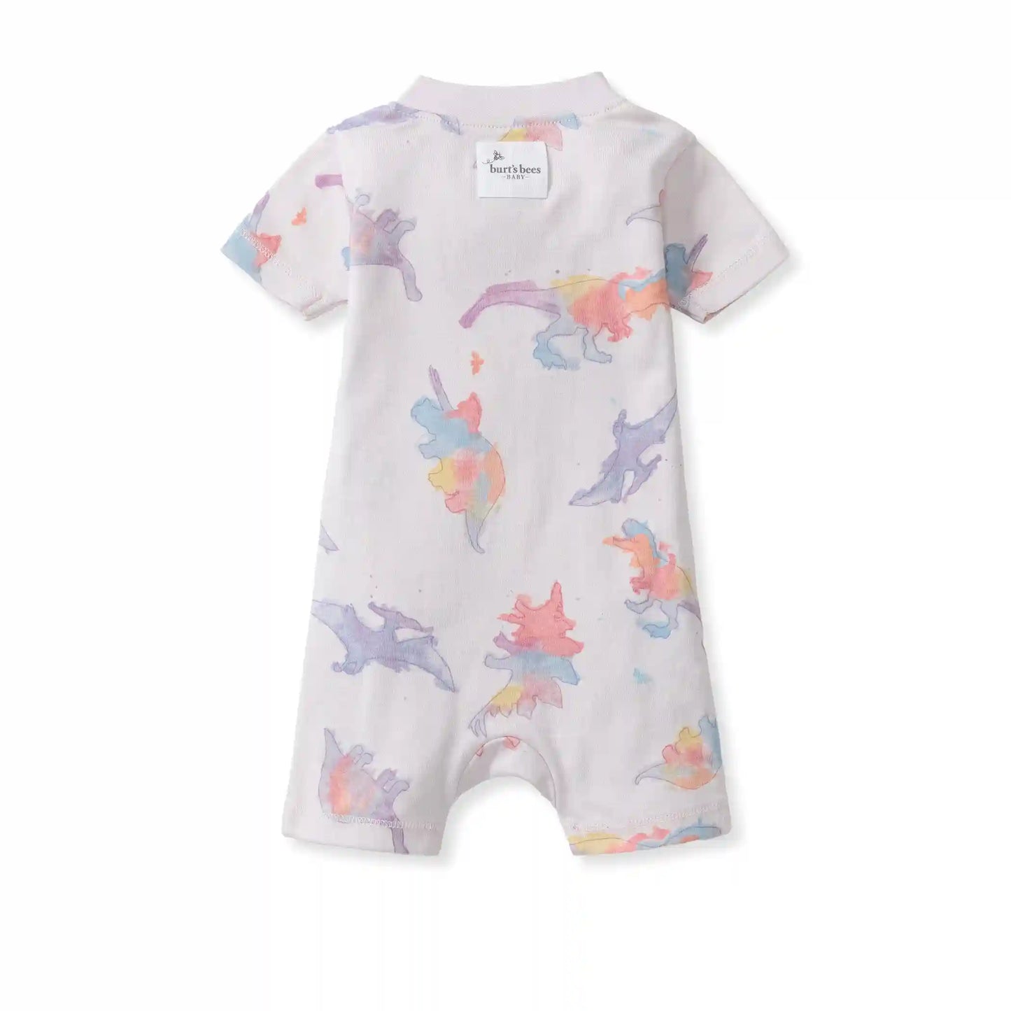 Watercolor Dinos Organic Baby Sleeper Romper - Sweet Pea