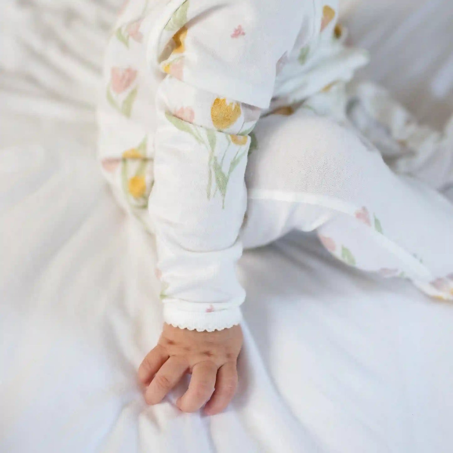 Tulip Fields Baby Girl Jumpsuit & Hat Set