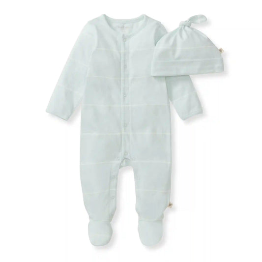 Baby Boy Blue Stripe Jumpsuit & Hat Set