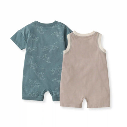 Origami Dinos Baby Boy 2 Pack Romper Set