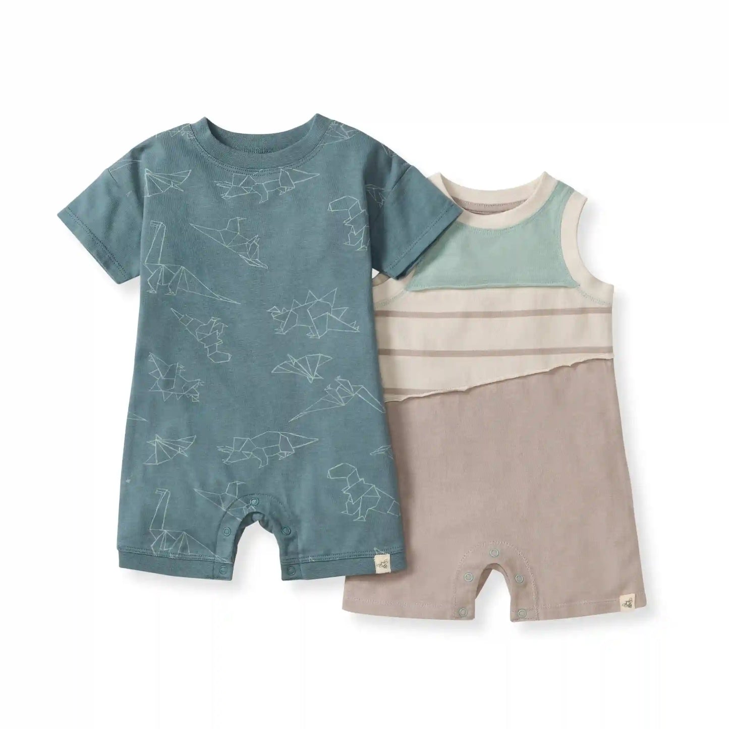 Origami Dinos Baby Boy 2 Pack Romper Set