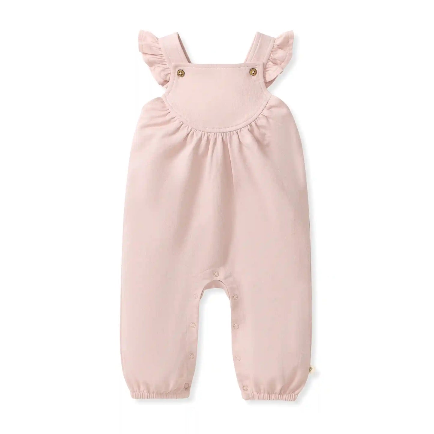 Organic Baby Girl Curved Yoke Jumpsuit