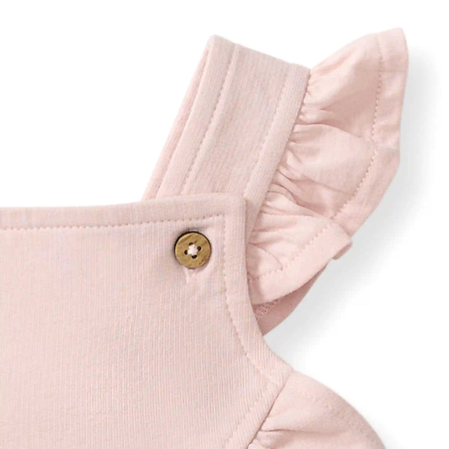 Organic Baby Girl Curved Yoke Jumpsuit