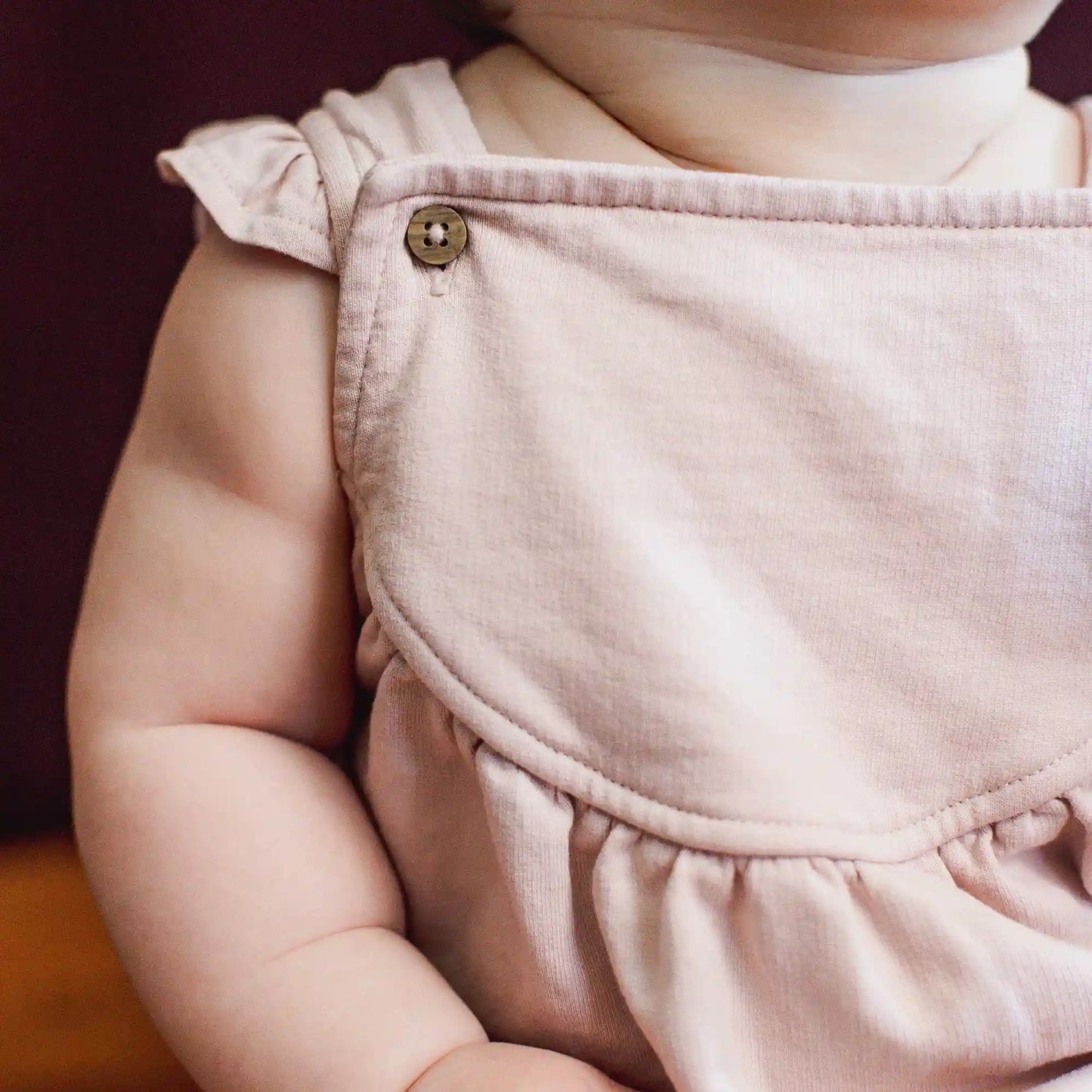 Organic Baby Girl Curved Yoke Jumpsuit