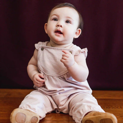 Organic Baby Girl Curved Yoke Jumpsuit