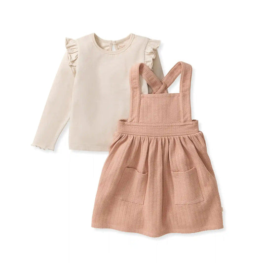 Dotted Rib Pink Dress & Shirt Set