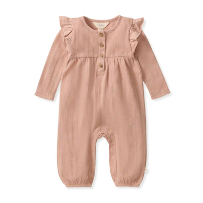 Ribbed Pointelle Baby Girl Jumpsuit
