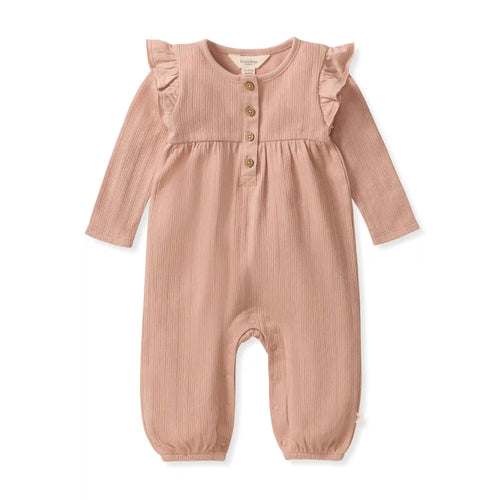 Ribbed Pointelle Baby Girl Jumpsuit