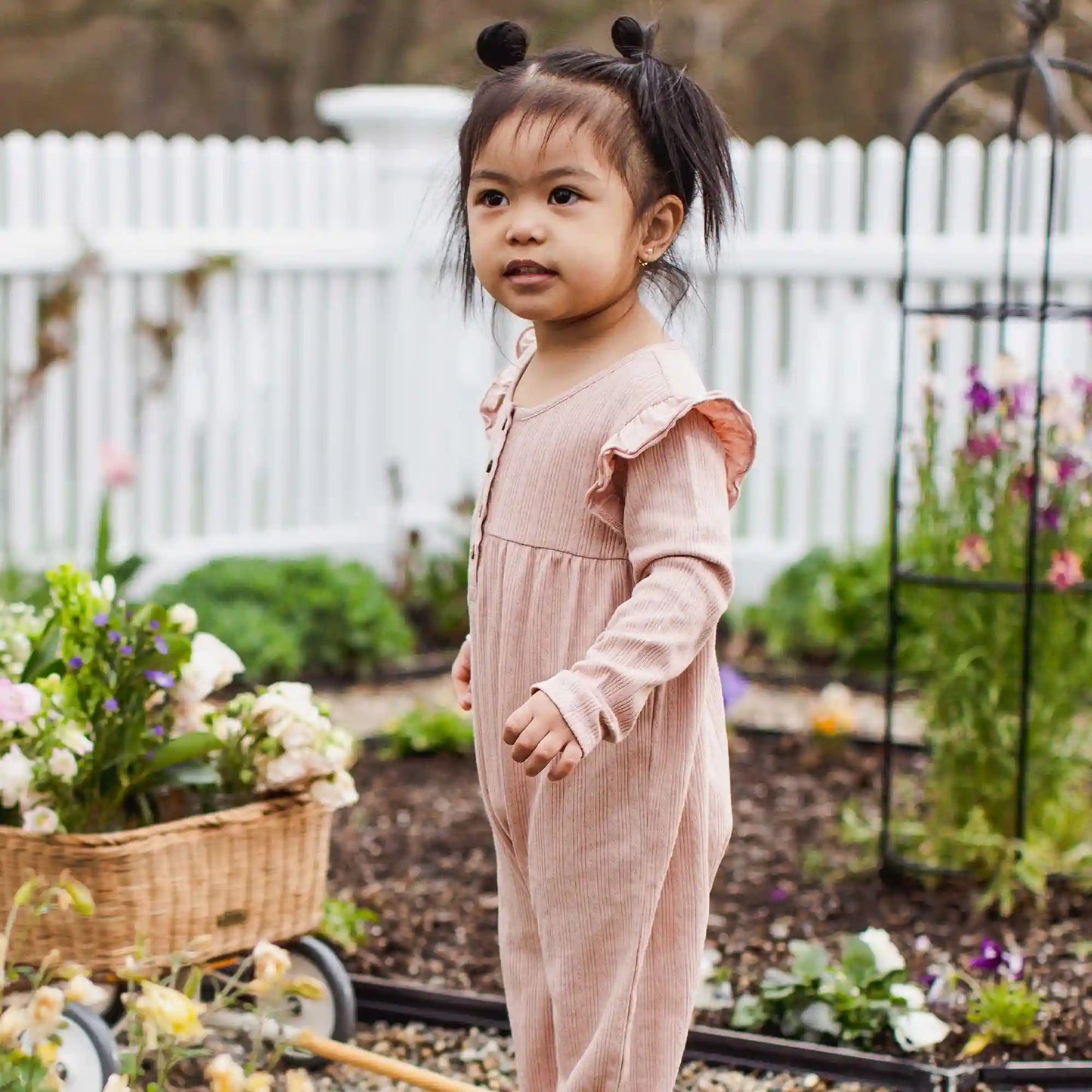 Ribbed Pointelle Baby Girl Jumpsuit