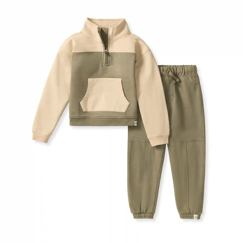 Quarter Zip Collar Sweatshirt Set