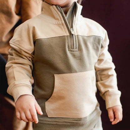 Quarter Zip Collar Sweatshirt Set
