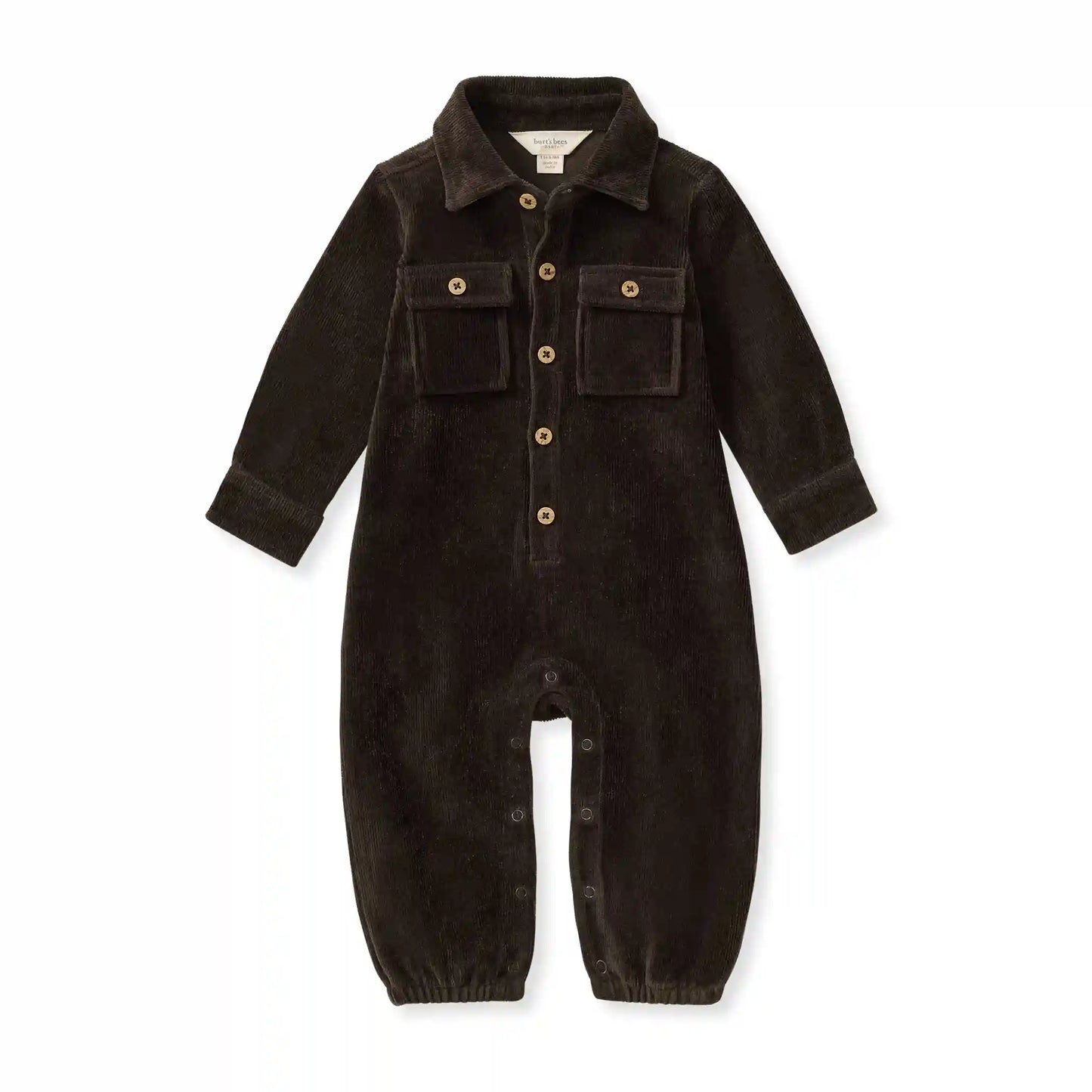 Knit Corduroy Organic Baby Boy Jumpsuit - Shadow