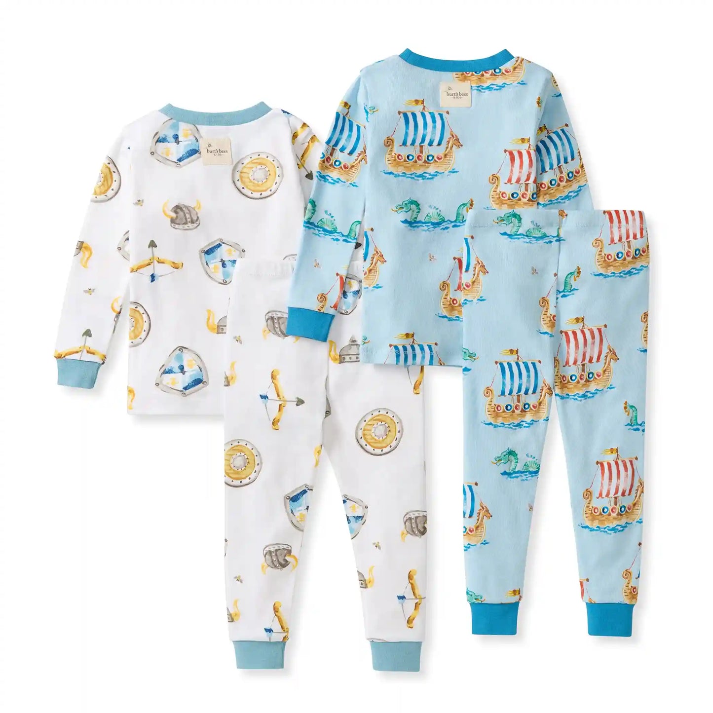 Nordic Hero & Viking Ships Organic Cotton Two-Piece Pajamas 2 Pack