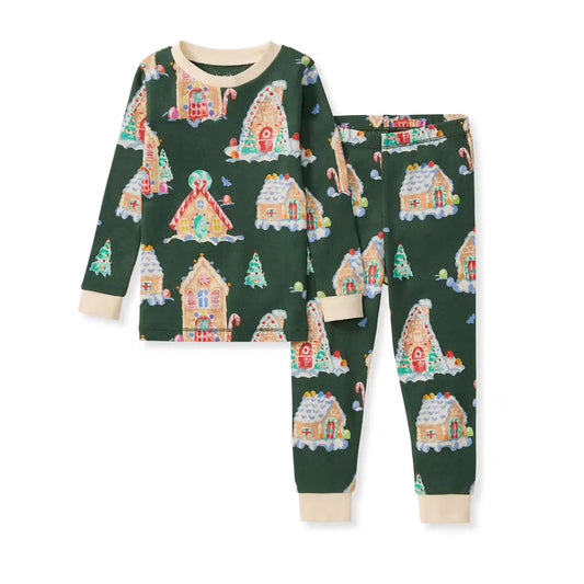 Gingerbread Houses Family Matching Organic Cotton Two-Piece Pajamas