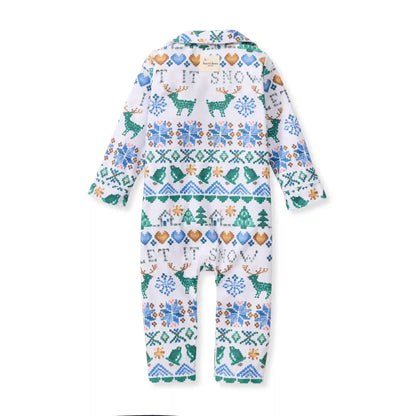 Let It Snow Flannel Family Matching Pajama Baby Jumpsuit