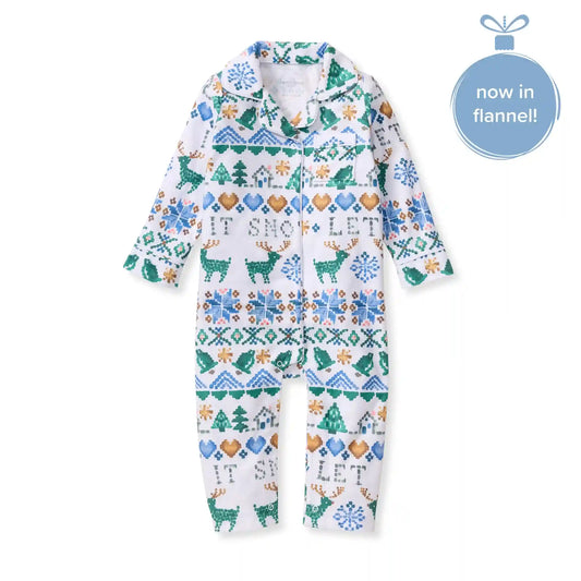 Let It Snow Flannel Family Matching Pajama Baby Jumpsuit