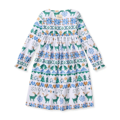 Let It Snow Flannel Family Matching Kids Nightgown