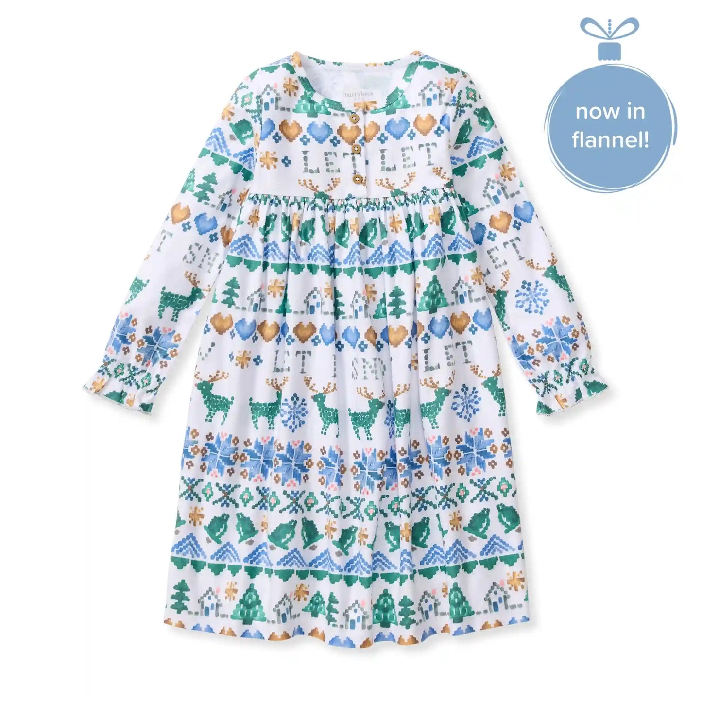 Let It Snow Flannel Family Matching Kids Nightgown