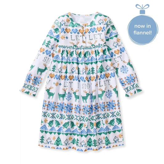 Let It Snow Flannel Family Matching Kids Nightgown