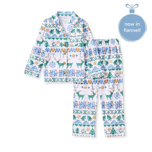 Let It Snow Flannel Family Matching Kids Pajama Set