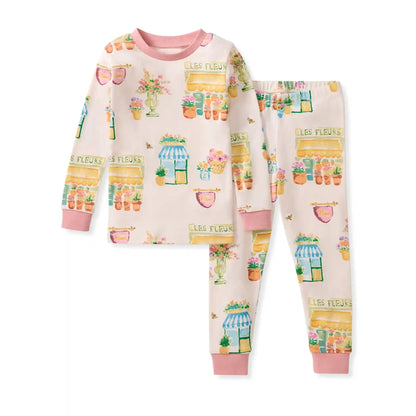 Les Fleurs Organic Cotton Two-Piece Pajamas
