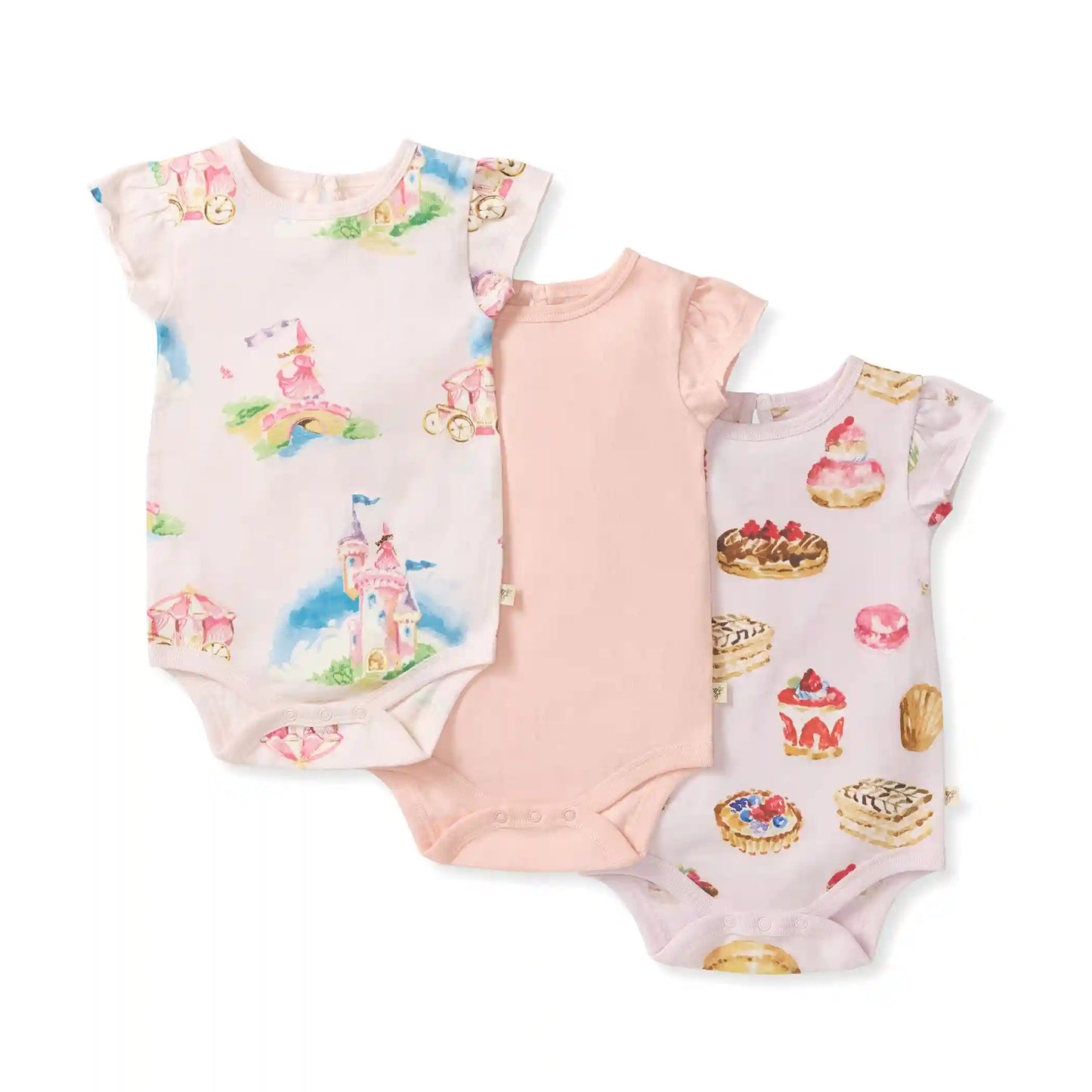 3-Pack Pastry Shop & Pretty Princess Baby Girl Bodysuits