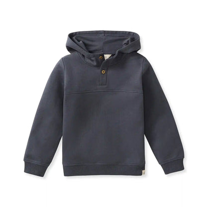 Button Placket Organic Cotton Hoodie