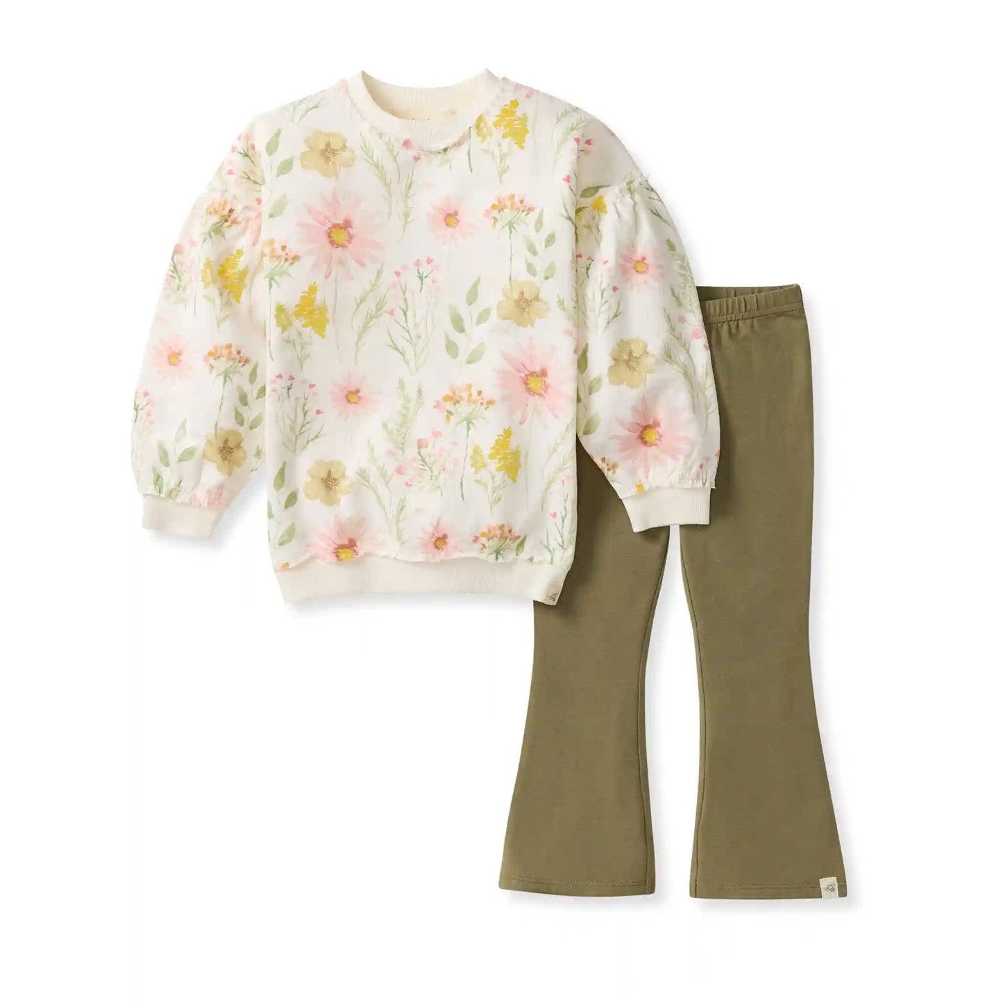 Wild Floral Organic Girl Sweatshirt Set
