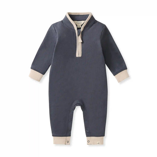Quarter-Zip Baby Jumpsuit