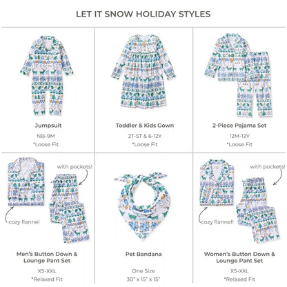 Let It Snow Flannel Family Matching Kids Nightgown