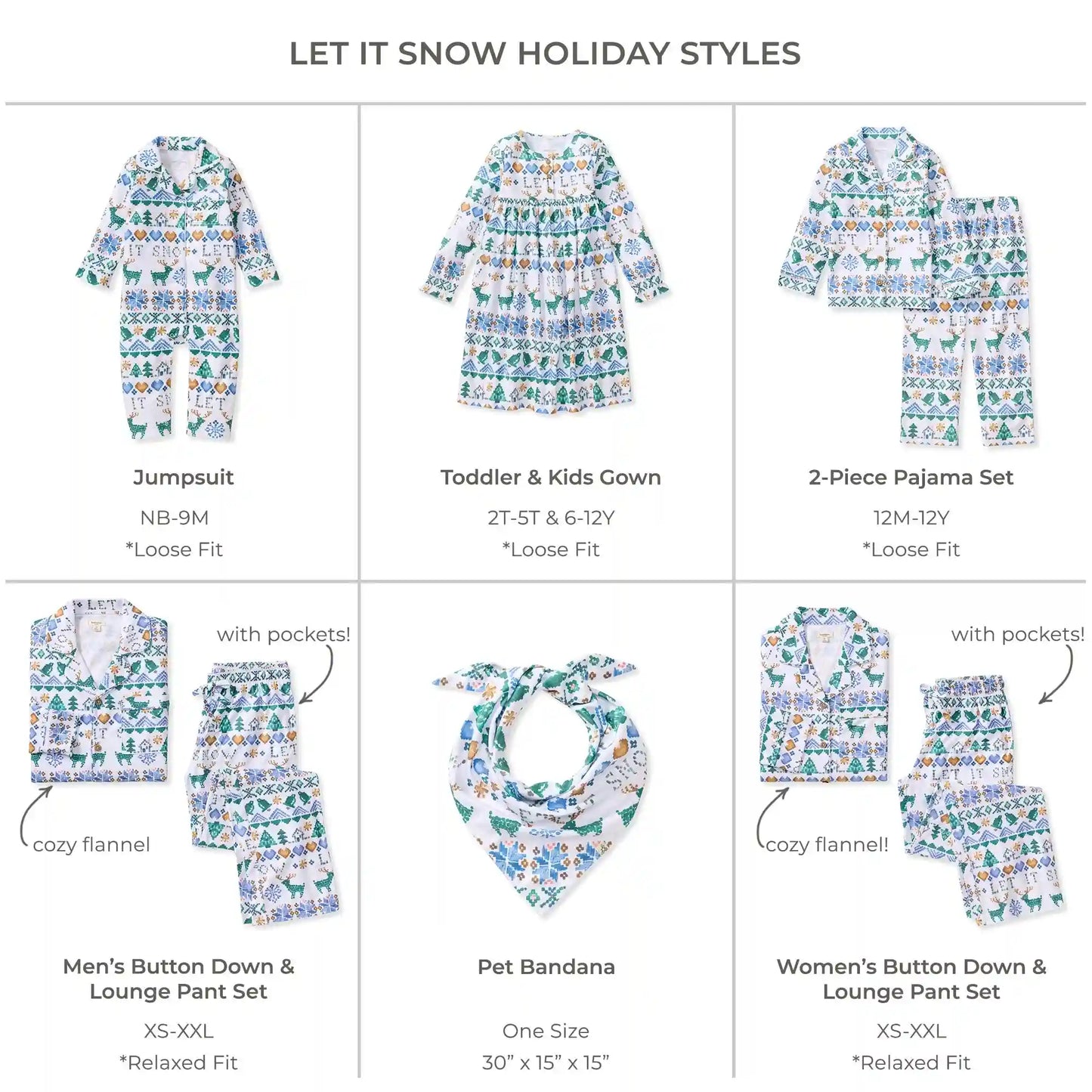 Let It Snow Flannel Family Matching Pajama Baby Jumpsuit
