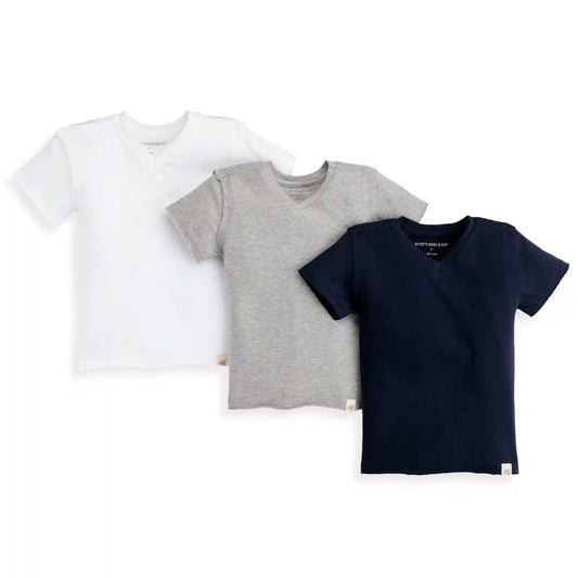 Short Sleeve Organic Cotton Toddler V Neck Tees 3 Pack