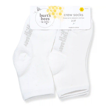 Solid Organic Cotton Toddler Crew Socks 6 Pack
