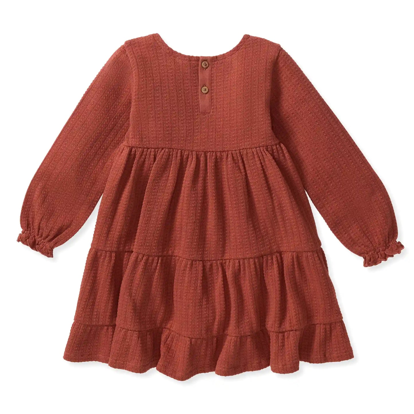 Dotted Rib Organic Cotton Dress - Sequoia Bark Red