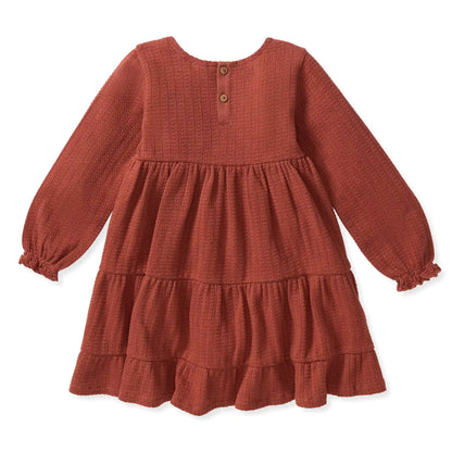 Dotted Rib Organic Cotton Dress - Sequoia Bark Red