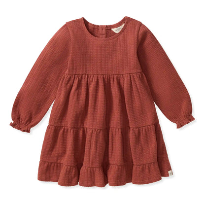 Dotted Rib Organic Cotton Dress - Sequoia Bark Red