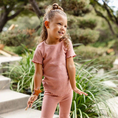 Waffle Tee & Flare Pants Set