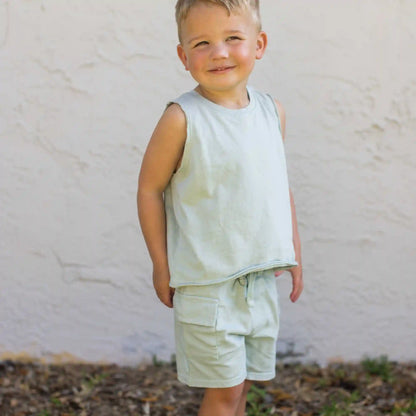 Acid Wash Boy Tee & Shorts Set