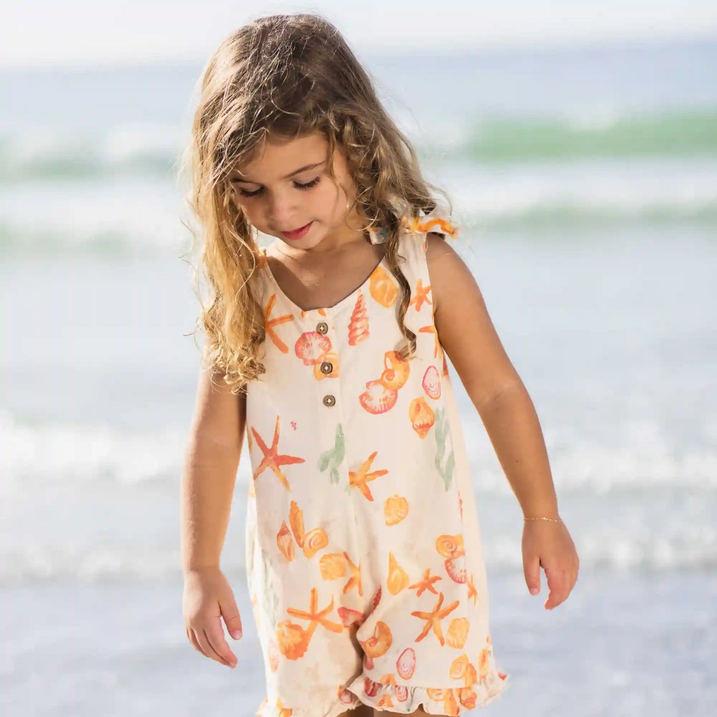 Starfish & Shells Organic Girl Romper