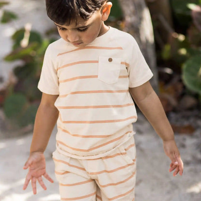 Basic Stripe Boy Tee & Shorts Set