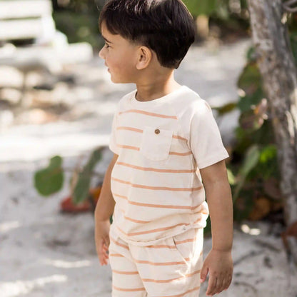 Basic Stripe Boy Tee & Shorts Set