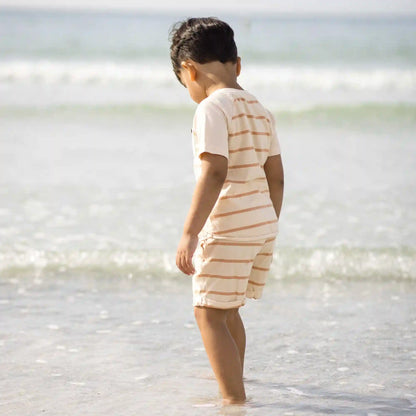 Basic Stripe Boy Tee & Shorts Set