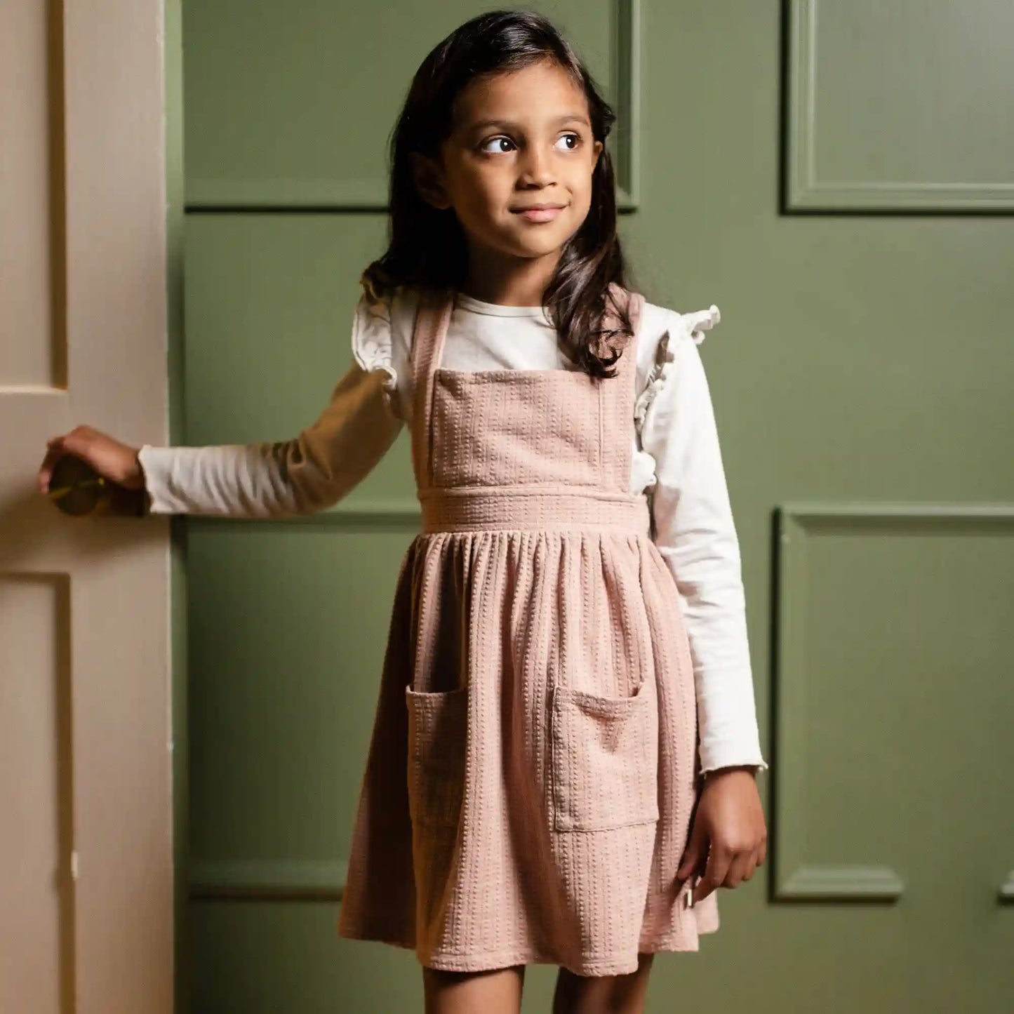 Dotted Rib Pink Dress & Shirt Set